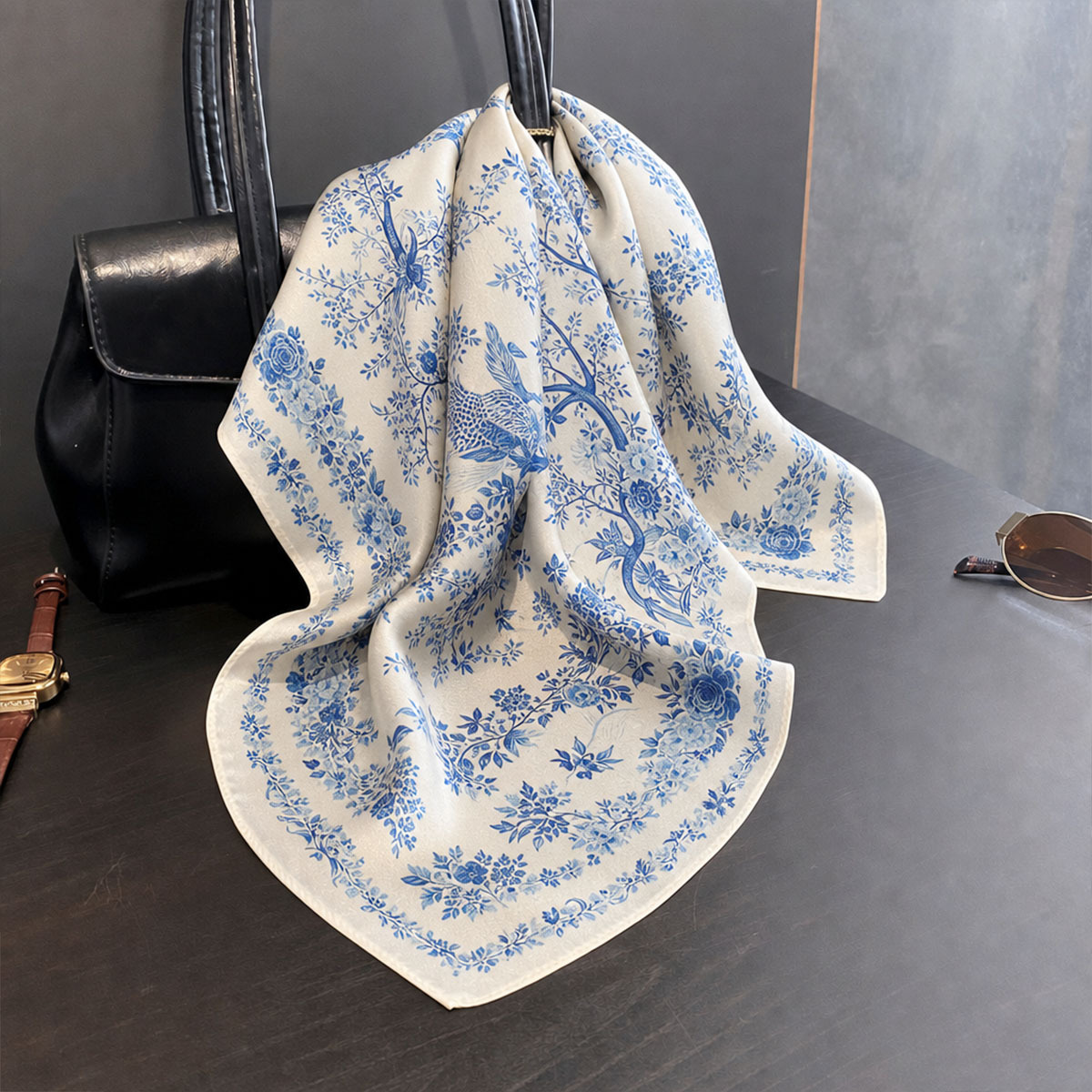 100% Real Silk Scarf Women Squ - Scarf Silk Square 评论和价格