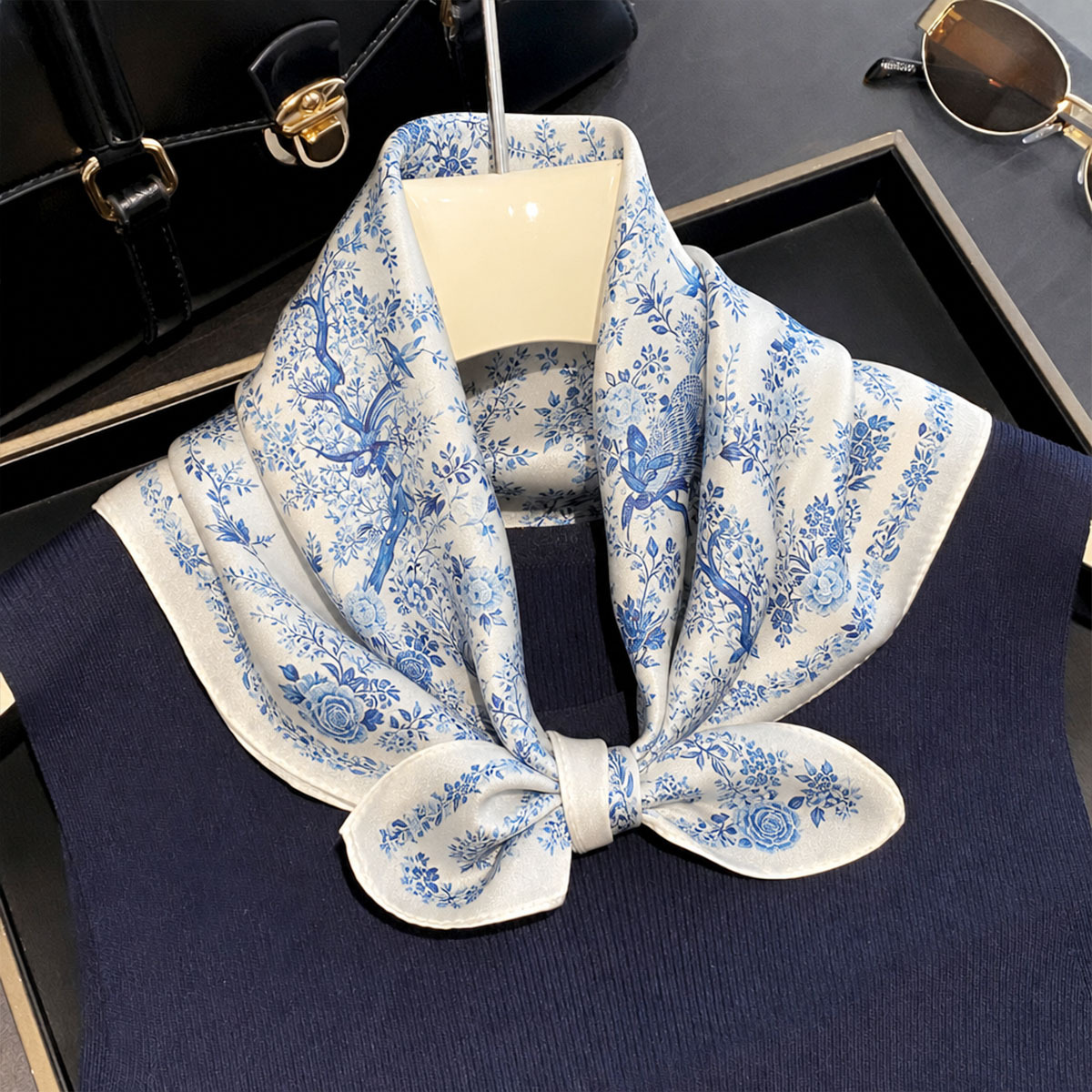 100% Real Silk Scarf Women Squ - Scarf Silk Square 评论和价格
