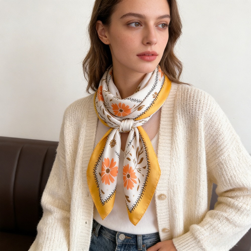 1Pc new printed fashion silk s - Scarf Silk Square 评论和价格