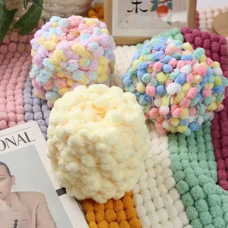 100g Pom Pom Yarn Colorful Chu - Woven Scarf Blanket 评论和价格
