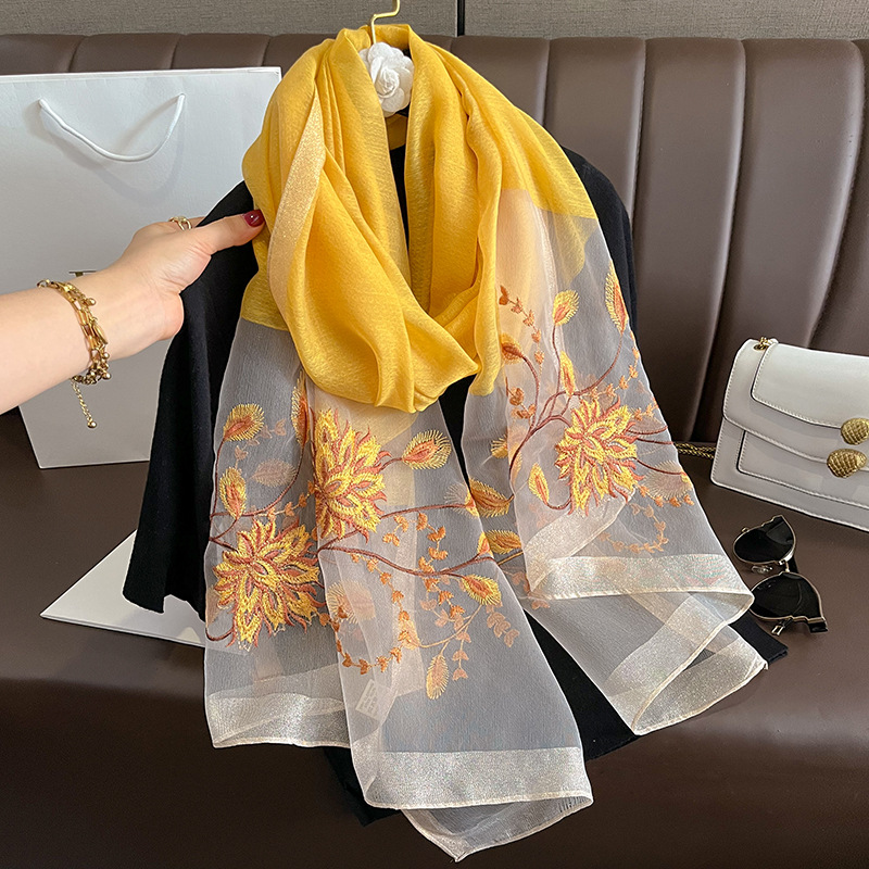 Spring Summer Solid Silk Scarf - Woven Scarf Blanket 评论和价格